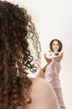 Logotrade mainostuote tuotekuva: Lumora RCS -LED-meikkipeili, ladattava, kierrätysmuovia